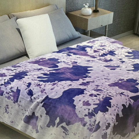 Lilac Cowprint King Size Throw Blanket