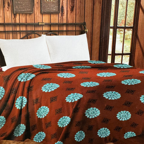 Teal Conchos King Size Throw Blanket